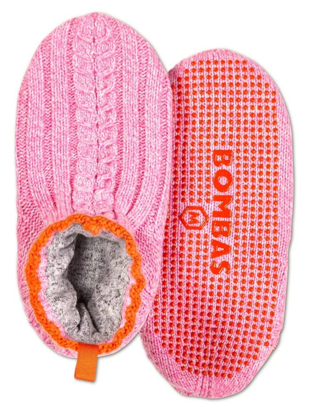 Bombas Youth Gripper Slipper Lined Slipper Sock Booties Pink size 8 - 10 T